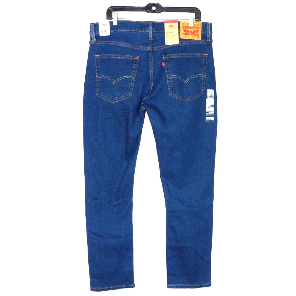 NEW! Levi's 511 Slim Skinny Medium Blue Stretch Denim Jeans Men's 36 X 30 NWT!